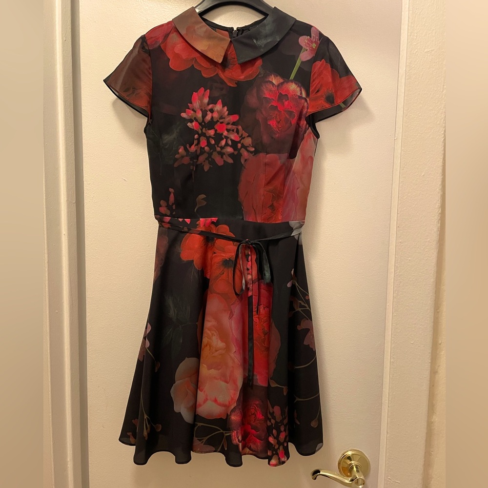Ted Baker Black and Red Floral Dress